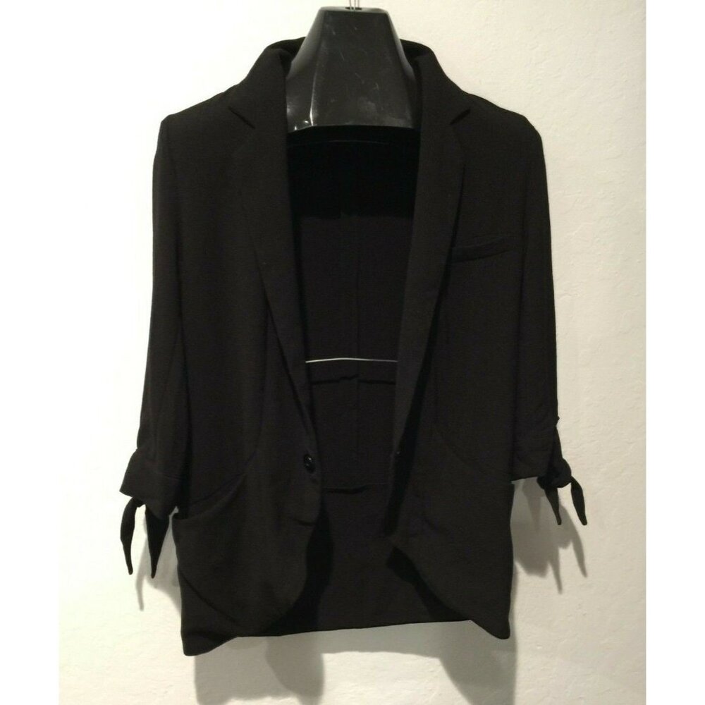 Ellison Women Small 3/4 Sleeve Blazer Jacket One-Button Black Casual Lightweight